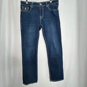 True Religion men's The Ricky Jean straight relaxed size 39 x 34 blue